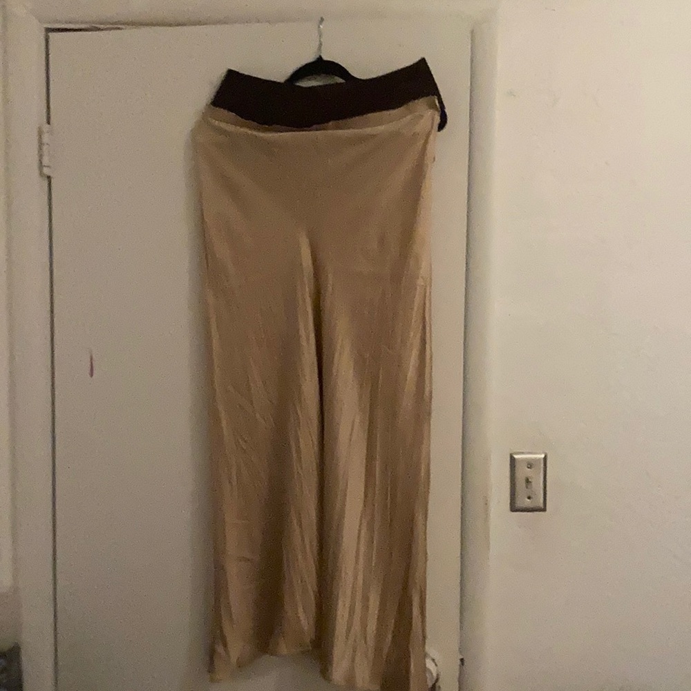Leather and silk skirt